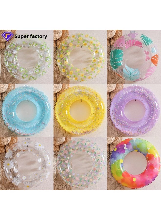 Generic - Thickened Children's Transparent Swimming Ring Inflatable Baby Underarm Ring Net Red Floating Ring Double Airbag Swimming Ring-Outer Diameter After Inflation:70#(suitable For 5-9 Years Old)-Inside Diameter After Inflation:Blue Cloud Thickening Circle - Image 1