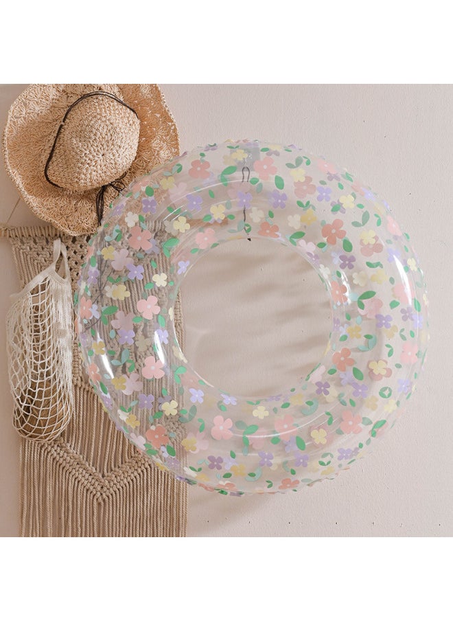 Generic - Thickened Children's Transparent Swimming Ring Inflatable Baby Underarm Ring Net Red Floating Ring Double Airbag Swimming Ring-Outer Diameter After Inflation:70#(suitable For 5-9 Years Old)-Inside Diameter After Inflation:Blue Cloud Thickening Circle - Image 1