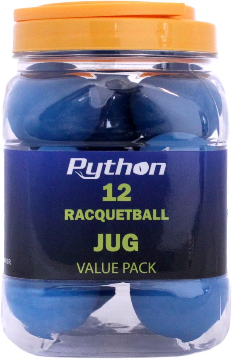 Python Racquetball Python Blue Racquetballs (Value Pack - 12 Ball Jug/Standard Color w/Tournament Quality!) - Image 1