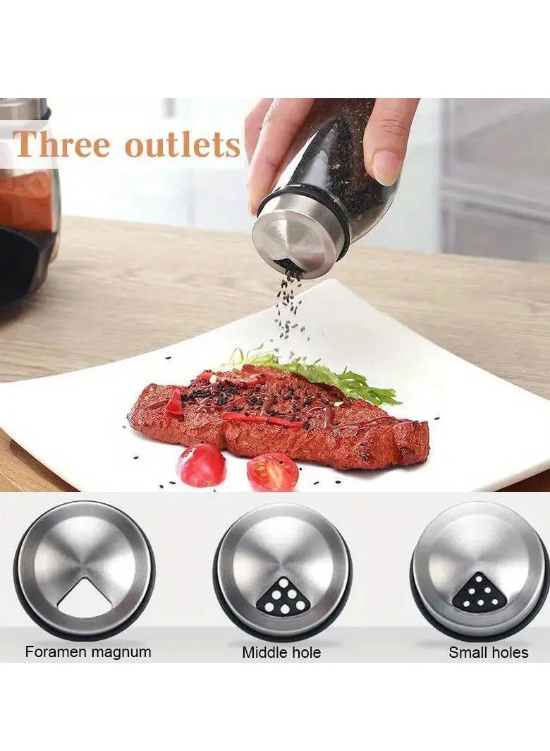 6-Piece Multifunctional Glass Spice Jar Set with 360° Rotating Organizer – Adjustable Pouring Lids & Refillable Bottles for Salt, Pepper, Sugar & Seasonings – Easy to Install Countertop or Cabinet Kitchen Storage Rack – Elegant & Durable Glass Design - Image 5