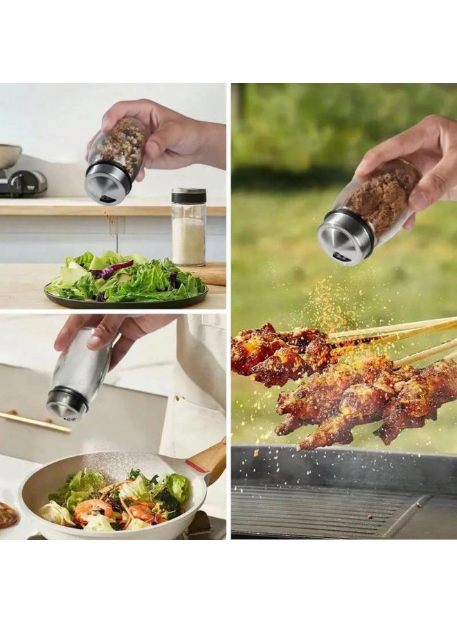 6-Piece Multifunctional Glass Spice Jar Set with 360° Rotating Organizer – Adjustable Pouring Lids & Refillable Bottles for Salt, Pepper, Sugar & Seasonings – Easy to Install Countertop or Cabinet Kitchen Storage Rack – Elegant & Durable Glass Design - Image 4