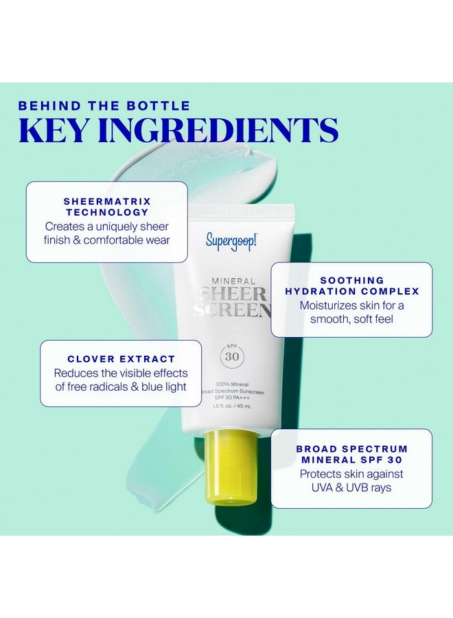 Supergoop! Mineral Sheerscreen Spf 30 Pa+++, 1.5 Fl Oz - 100% Mineral, Broad Spectrum Face Sunscreen + Primer + Helps Filter Blue Light - Satin Finish - For All Skin Types - Image 4