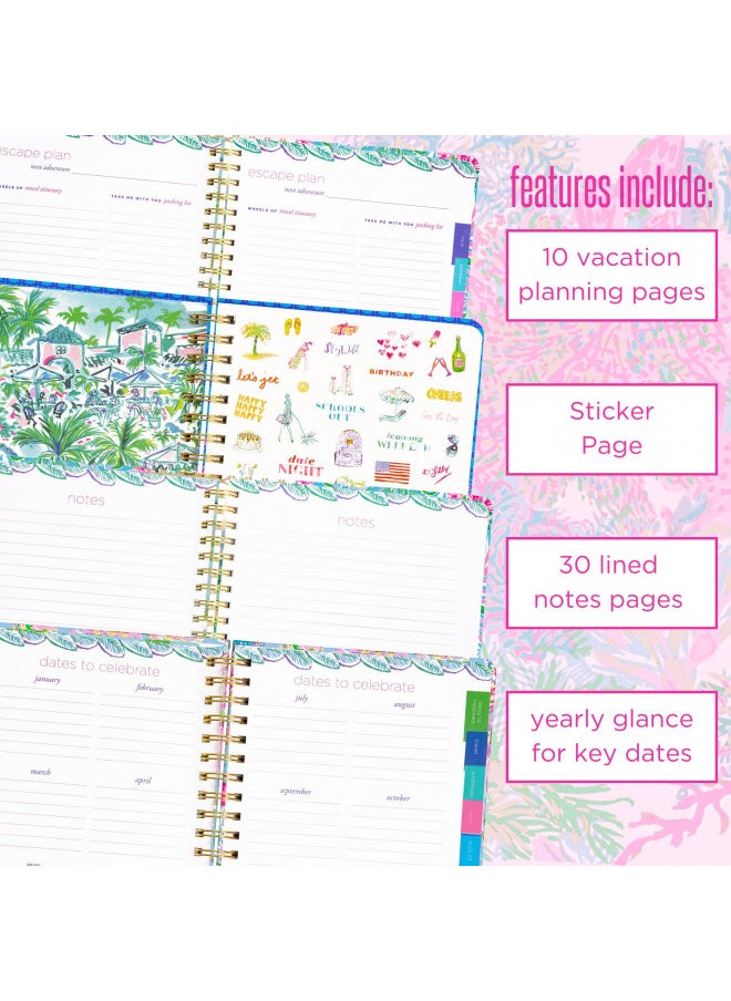 Lilly Pulitzer Lilly Pulitzer Daily Planner 2024, Large Agenda Dated January 2024 - December 2024, Weekly Planner with Monthly Calendar, Stickers, Pockets, & Spiral Binding, Hardcover Cute Planner, Shells n Bells  - Image 4