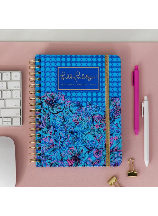 Lilly Pulitzer Lilly Pulitzer Daily Planner 2024, Large Agenda Dated January 2024 - December 2024, Weekly Planner with Monthly Calendar, Stickers, Pockets, & Spiral Binding, Hardcover Cute Planner, Shells n Bells  - Image 5