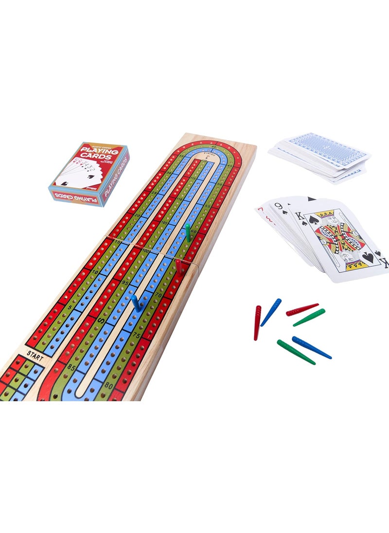 Pressman Family Classics Cribbage  Solid Wood Continuous 3 Track Board with BuiltIn Storage Compartment for Pegs  - Image 3