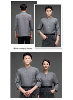NIBEMINENT Restaurant Chef Uniform Kitchen Work Clothes 7-Point Sleeve Top  - Image 4