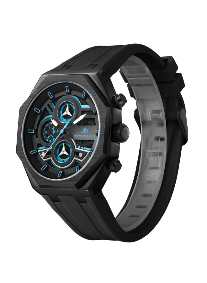 Kenneth Scott Men's Silicone Chronograph  Watch K26111-BSBB - 43 mm
