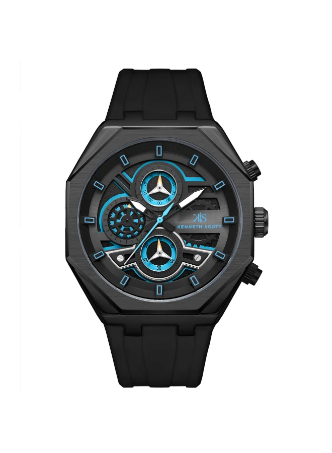 Kenneth Scott Men's Silicone Chronograph  Watch K26111-BSBB - 43 mm