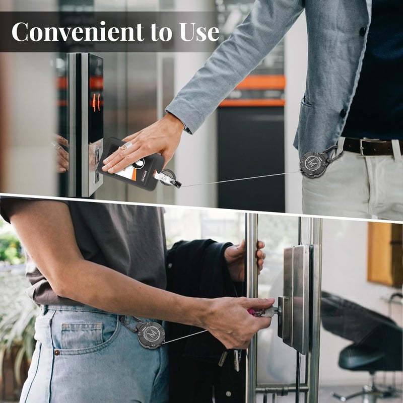 Maileto 1 Pack Heavy Duty Retractable Keychain ID Badge Reels Retractable Carabiner Badge Holder with 31.5â€ Steel Cord, 9.0 oz - Image 4