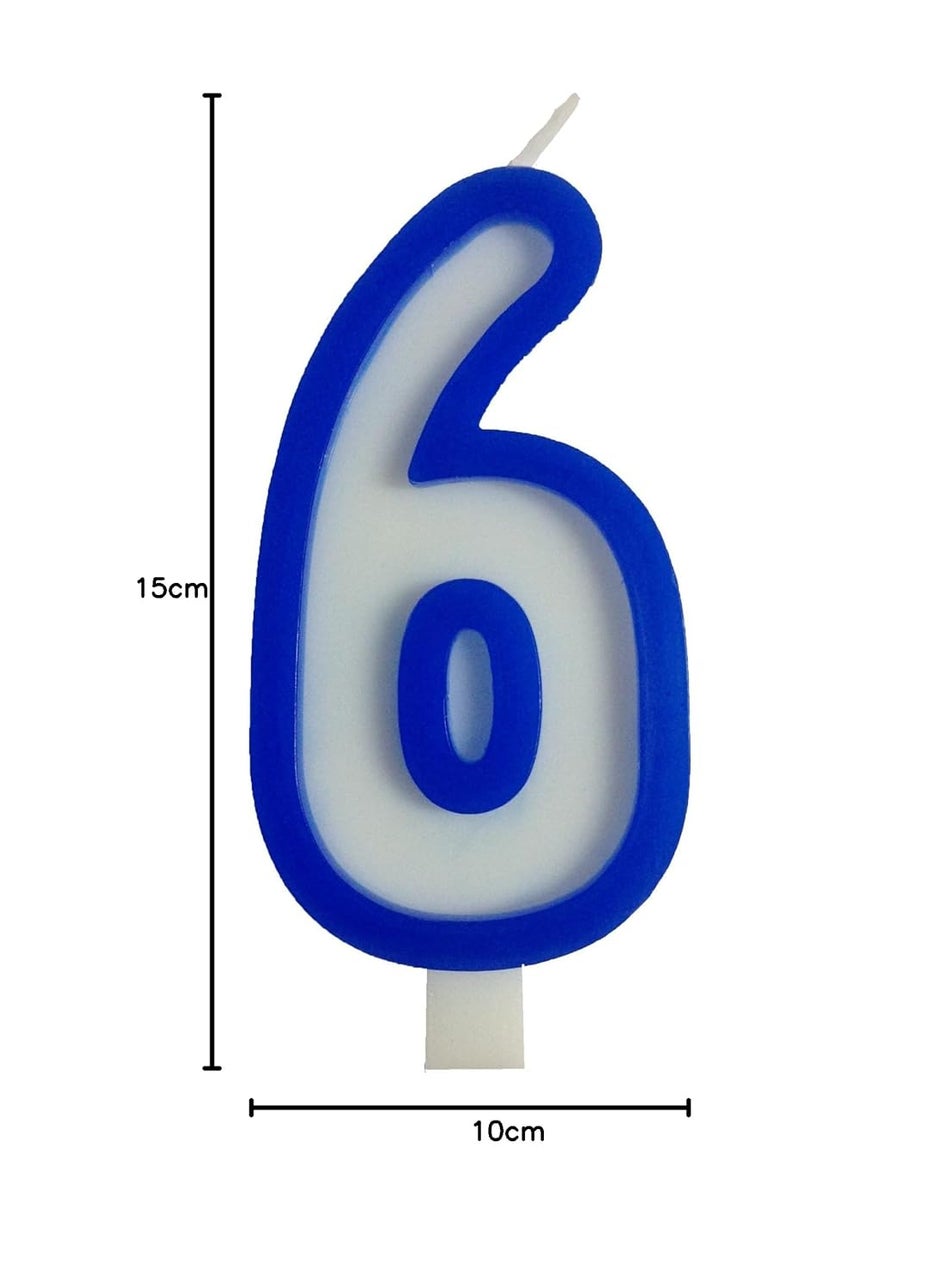 Funcart Funcart Blue and White Numerical 6 Style Candle  - Image 3