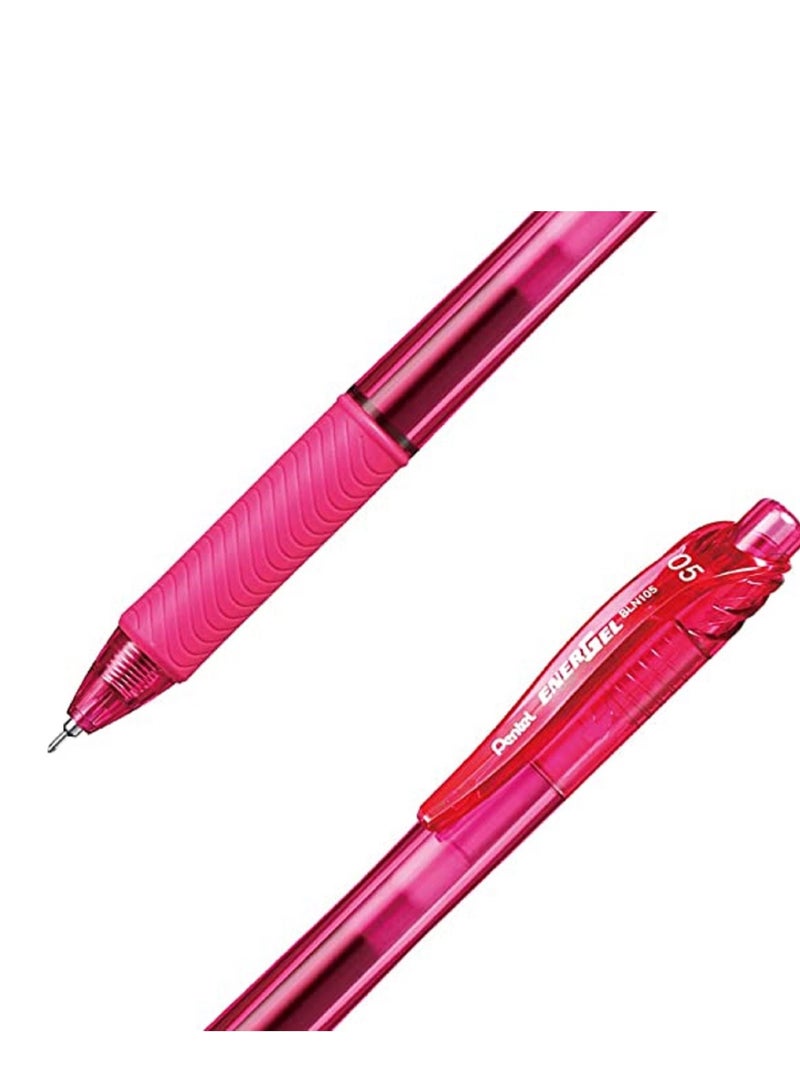 Pentel قلم حبر جل قابل للسحب من بينتيل، 12 قطعة، 0.5 مم، وردي - Image 2