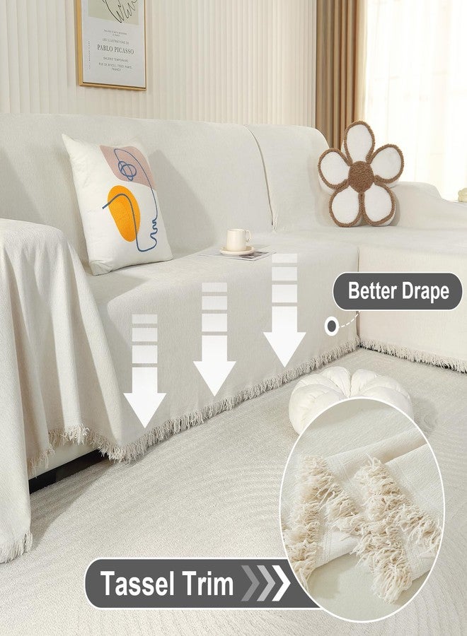 OstepDecor Sectional Couch Covers Sectional Sofa Cover 2 Pieces L Shape Couch Cover Blankets Sofa Throw Covers Sofa Slipcover for Sectional Sofa Furniture Protector, (71"x118"+91"x134", Beige) - Image 3