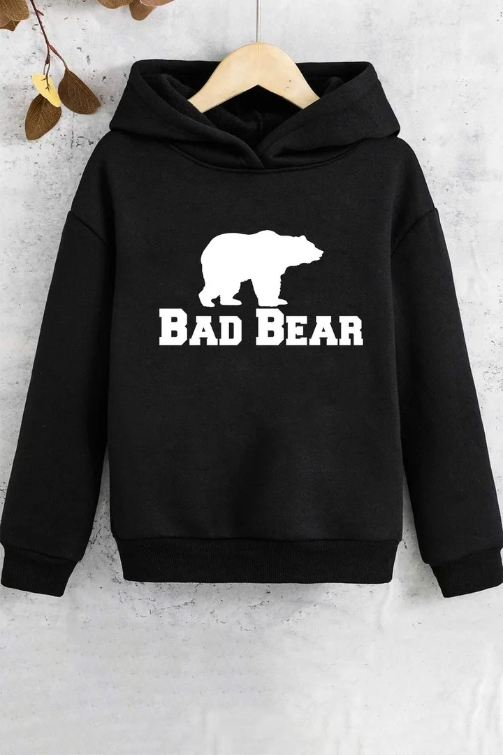 ONLYTRENDWEAR Kids Bear Printed Sweatshirt 3-4 Years Old Black