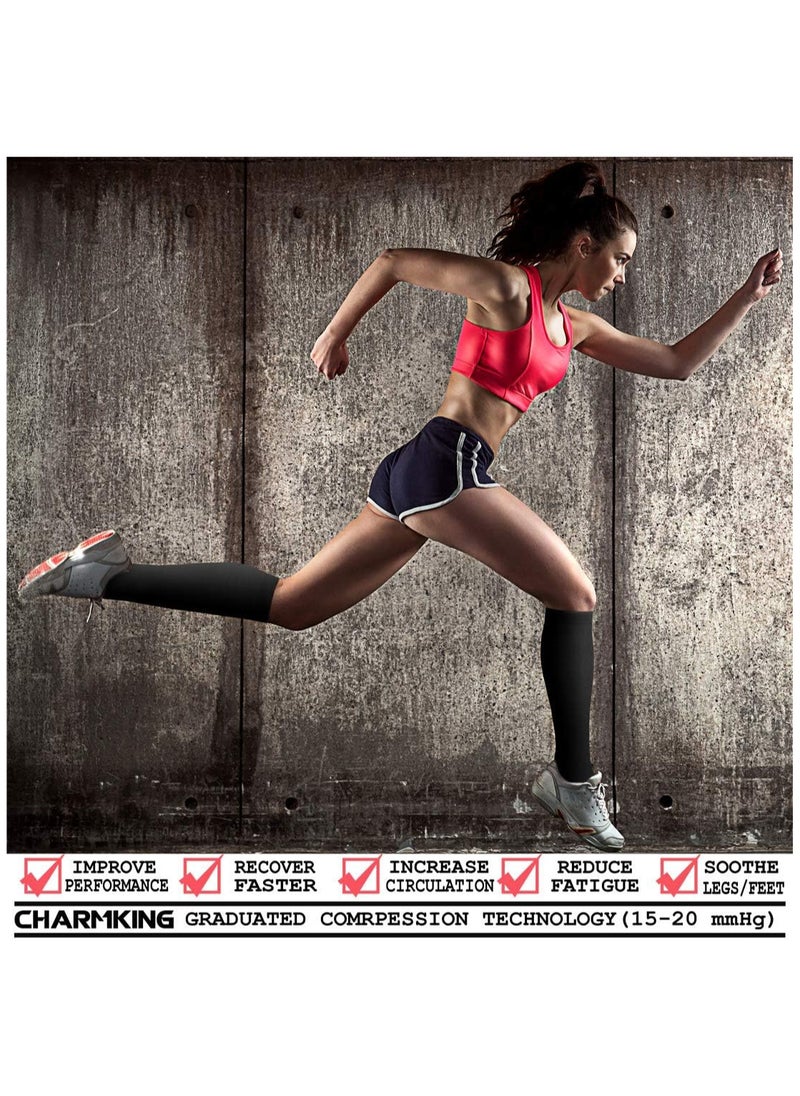 AUTOYSUR Compression Socks for Women & Men Circulation (3 Pairs) 15-20 mmHg is Best Support for Athletic Running Cycling Black  - Image 2