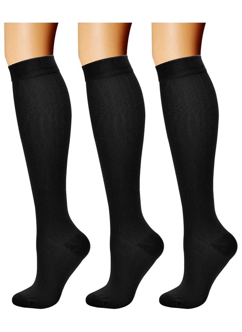 AUTOYSUR Compression Socks for Women & Men Circulation (3 Pairs) 15-20 mmHg is Best Support for Athletic Running Cycling Black  - Image 1