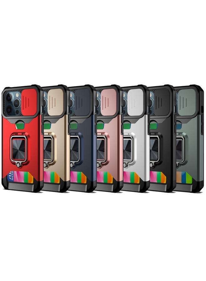 زبون جراب لهاتف iPhone 13 Pro Max مزود بحلقة حامل وفتحة بطاقة منزلق - Image 2