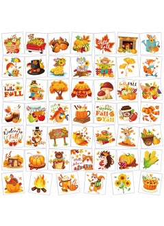HOWAF HOWAF 96pcs Fall Temporary Tattoos for Kids, Fall Harvest Face Tattoos for Welcome Fall Hello Autumn Party Decoration Supplies, Autumn Harvest Tattoo Stickers with Pumpkin Scarecrow Design 
