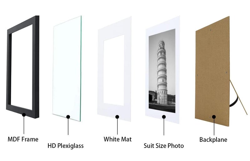 Wiscet 8x10 Picture Frame Set of 9  Display Pictures 5x7 with Mat or 8 x 10 Without Mat  Photo Frame for Wall Mounting or Tabletop  Black - Image 4