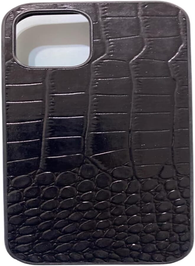 Mahmolgy iPhone 12/12 Pro Back Case (Crocodile Leather) - Smooth Curly, Easy and Comfortable in Hand - Black