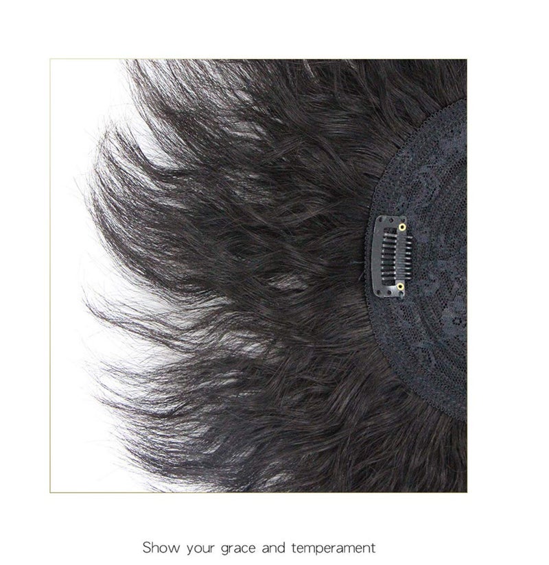 RemeeHi Human Hair Nature Curly Topper Replacement Fluffy Hairpiece Seamless Clip in Top Wiglet for Women Thin Hair Large Natural Color - Image 5