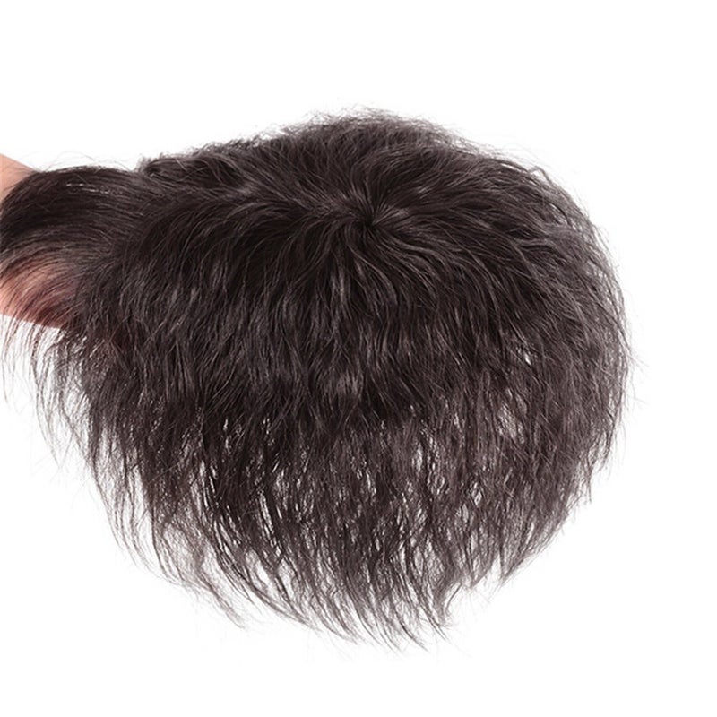 RemeeHi Human Hair Nature Curly Topper Replacement Fluffy Hairpiece Seamless Clip in Top Wiglet for Women Thin Hair Large Natural Color - Image 1