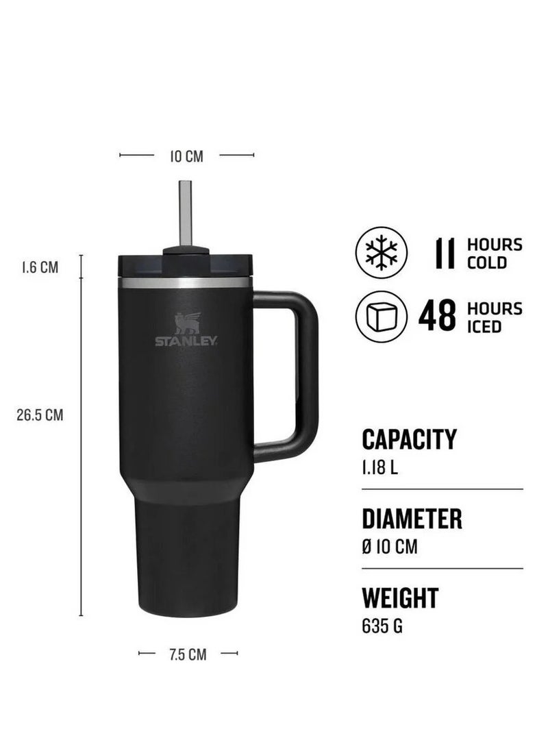 Stanley - Quencher H2.0 FlowState Vacuum Insulated Tumbler – 40oz Black Stainless Steel Travel Mug with Leakproof Lid & Reusable Straw, Double-Walled Leakproof Design, Keeps Drinks Hot for 7 Hours & Cold for 24 Hours, Durable & Portable for On-the-Go Hydration - Image 1