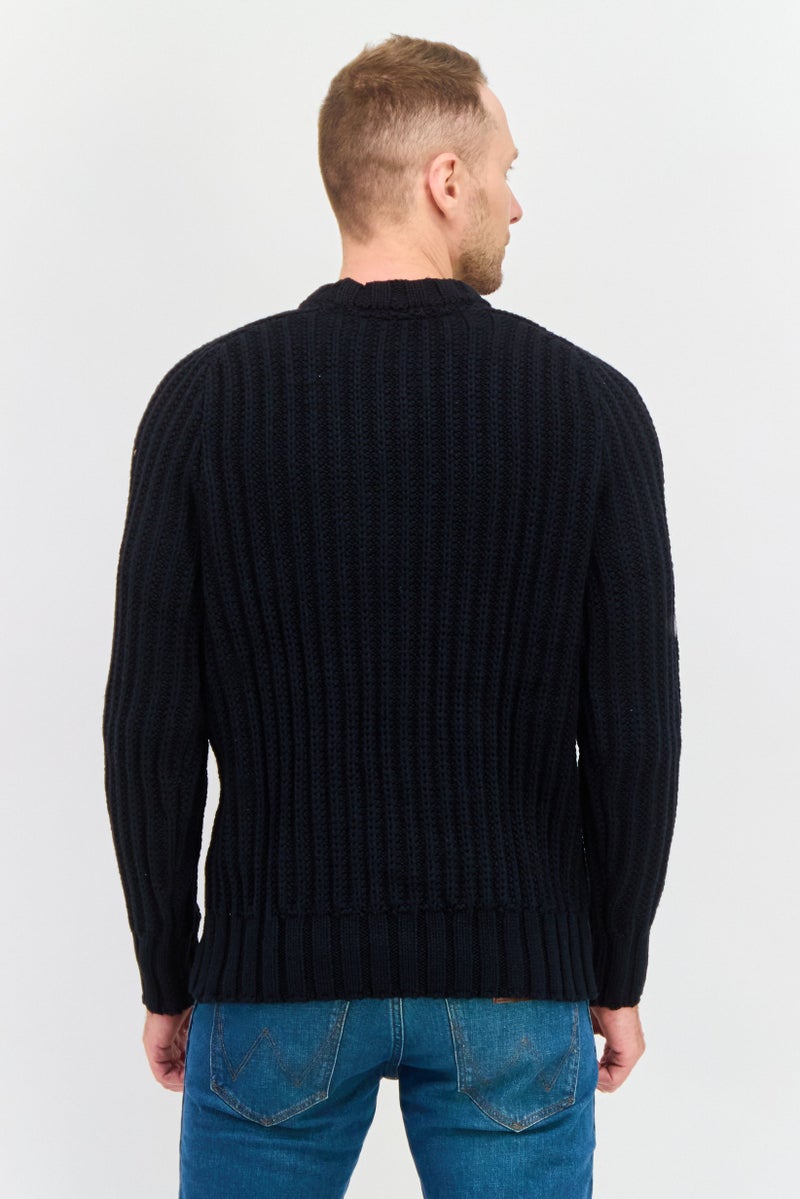 Lyle & Scott Men Crew Neck Long Sleeve Embroidered Logo Sweater, Black - Image 4