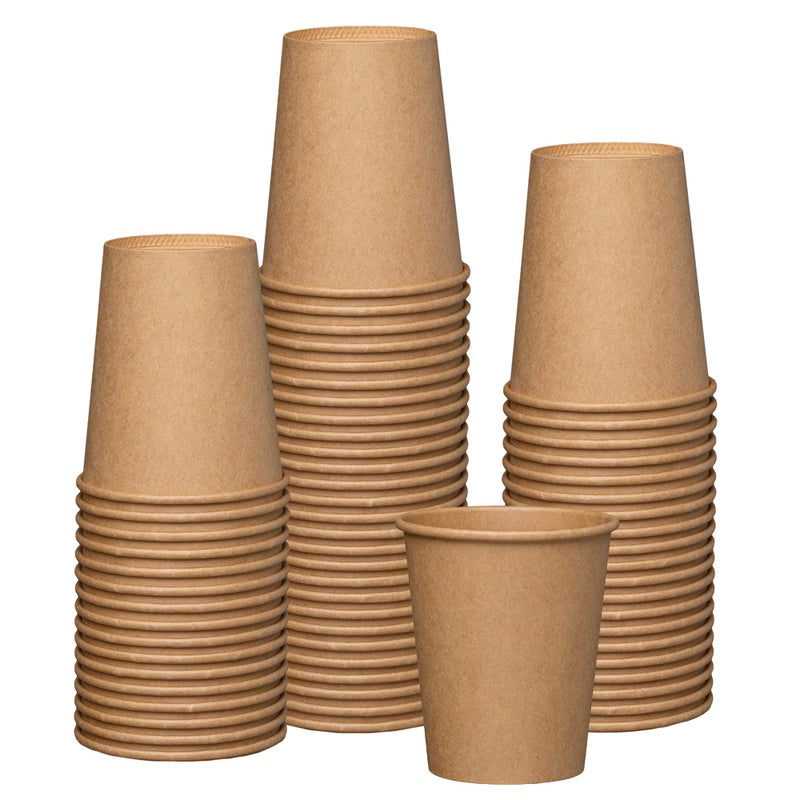GUSTO 100 Count Kraft Disposable Paper Cups Hot Coffee Cups Brown Unbleached  EcoFriendly Cups 8 oz  Kraft