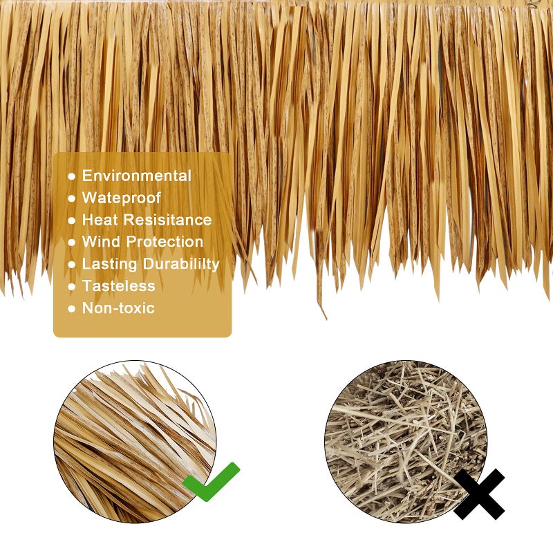 NAHARO 78.8" Tiki Straw Roof Thatch â€“Mexican Style Artificial Palm Thatch Rolls Tiki Bar Hut Grass Duck Boat Blinds Grass Palapa Thatch Roofing for Garden Patio Umbrella Covers Fence Party Decoration - Image 3