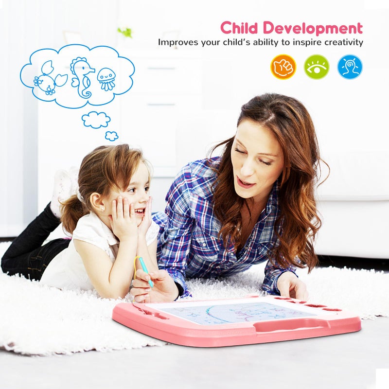 SGILE Large Magnetic Drawing Board for Kids, Toddlers Toys for 1 2 3 Year Old â€“ 16Ã—13in Doodle, Etch & Sketch Pad with 4 Stamps, Learning and Educational Toys for Boys Girls Birthday Gift, Light Pink - Image 4