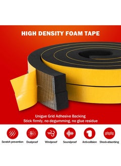 Y&D Weather Stripping Door Seal StripHigh Density Foam TapeDoors and Windows Insulation Soundproofing WeatherproofSelf Adhesive Rubber Weatherstrip Strip 1/2''W X 1/4''T 26'L  - Image 2