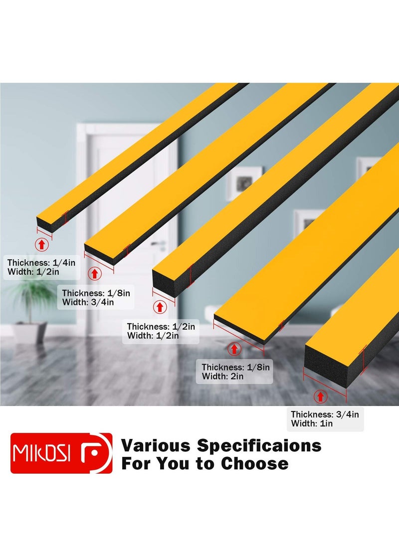 Y&D - Weather Stripping Door Seal StripHigh Density Foam TapeDoors and Windows Insulation Soundproofing WeatherproofSelf Adhesive Rubber Weatherstrip Strip 1/2''W X 1/4''T 26'L - Image 1