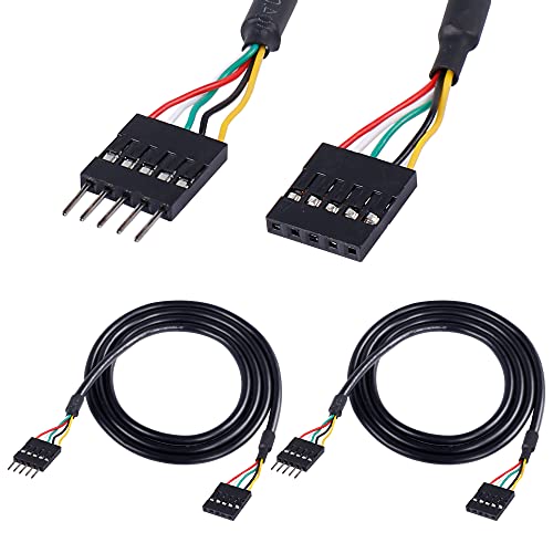 MEIRIYFA 5Pin USB IDC Header Extension Cable,2.54 Dupont 5-Pin Male to Female Motherboard Header Cable for USB Ports, Expansion Cards 3.3FT（2 Pack） - Image 1