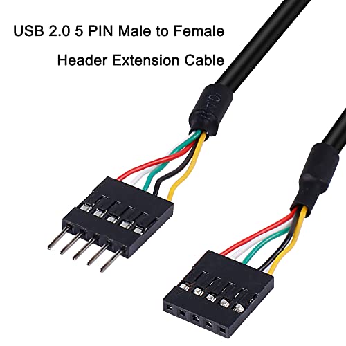 MEIRIYFA 5Pin USB IDC Header Extension Cable,2.54 Dupont 5-Pin Male to Female Motherboard Header Cable for USB Ports, Expansion Cards 3.3FT（2 Pack） - Image 5