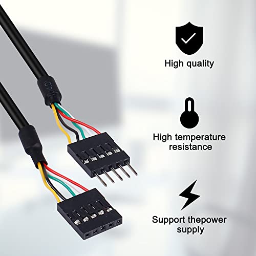 MEIRIYFA 5Pin USB IDC Header Extension Cable,2.54 Dupont 5-Pin Male to Female Motherboard Header Cable for USB Ports, Expansion Cards 3.3FT（2 Pack） - Image 4