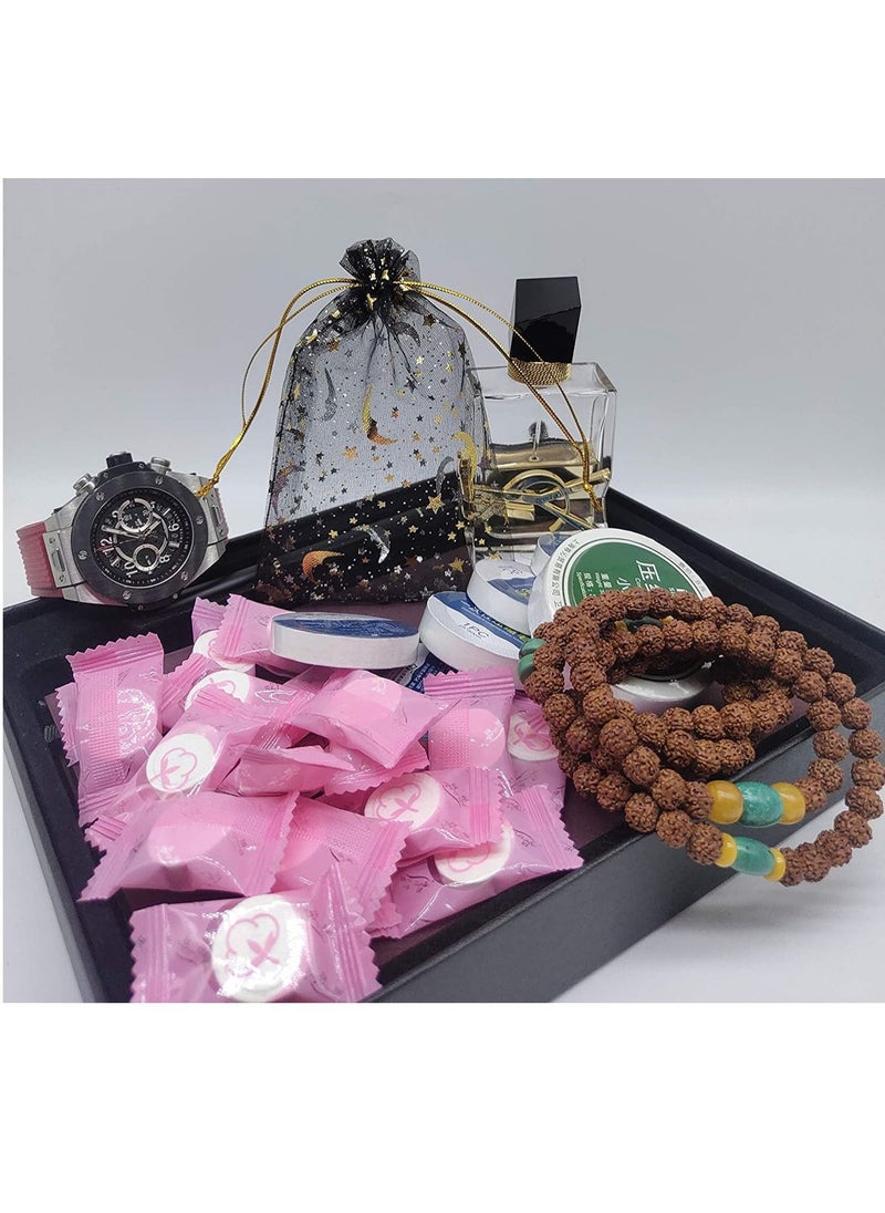 Y&D - Organza Jewelry Candy Bags 100 Pieces Sheer Black Favor Gift Pouch With Gold Line Drawstring Moon and Stars Baby Shower for Wedding Party Valentine's Day - Image 1