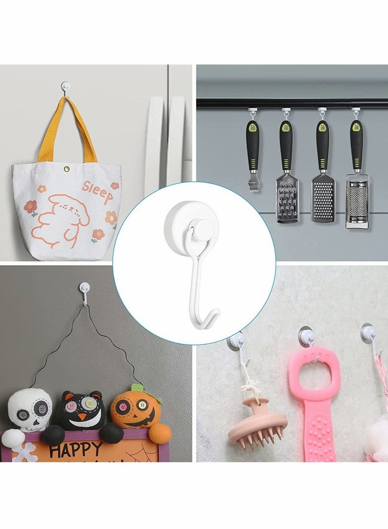 Magnetic Hooks Pack of 6 White Heavy Duty Strong Neodymium Magnet Hook 30 Lbs with Rust Proof for Indoor Outdoor Hanging Refrigerator Grill Kitchen Key Holder Locker Classroom  - Image 5
