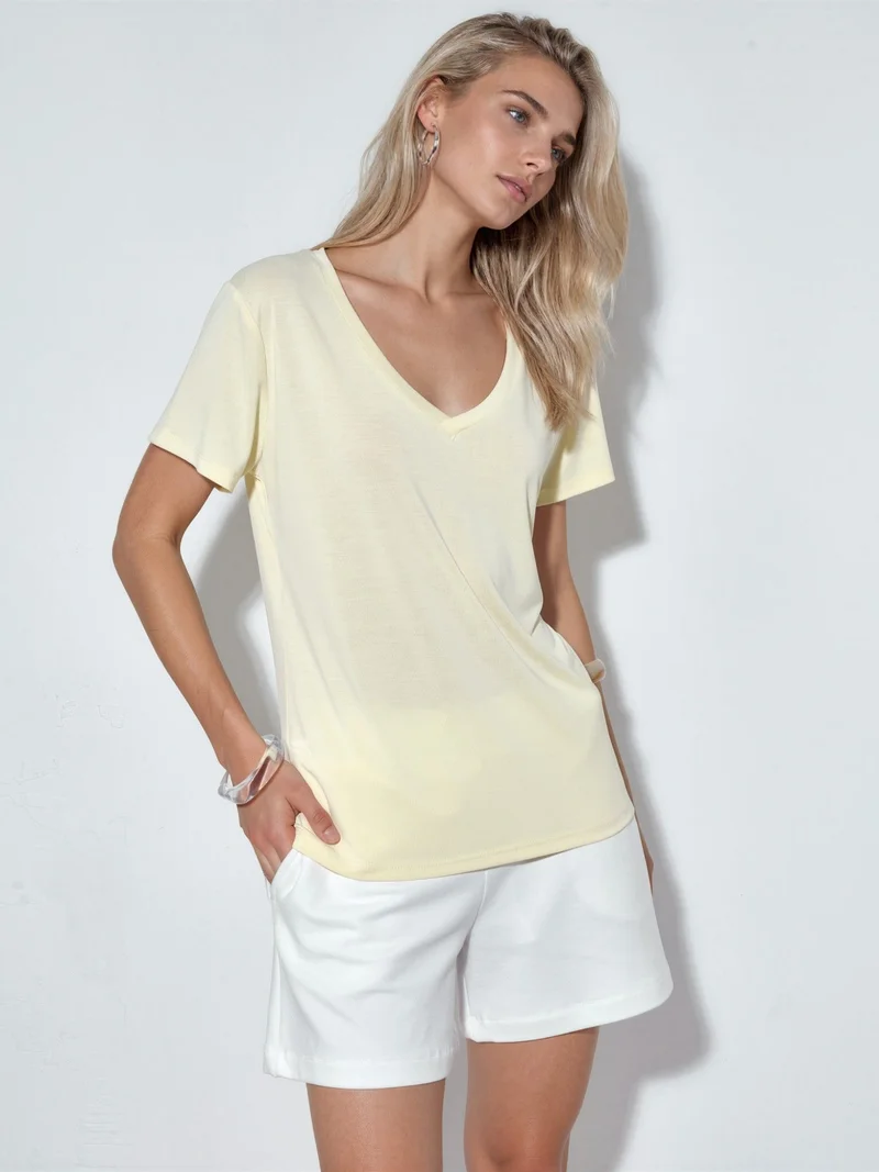 Busem BUSEM V-Neck Short Sleeve Modal Blouse
