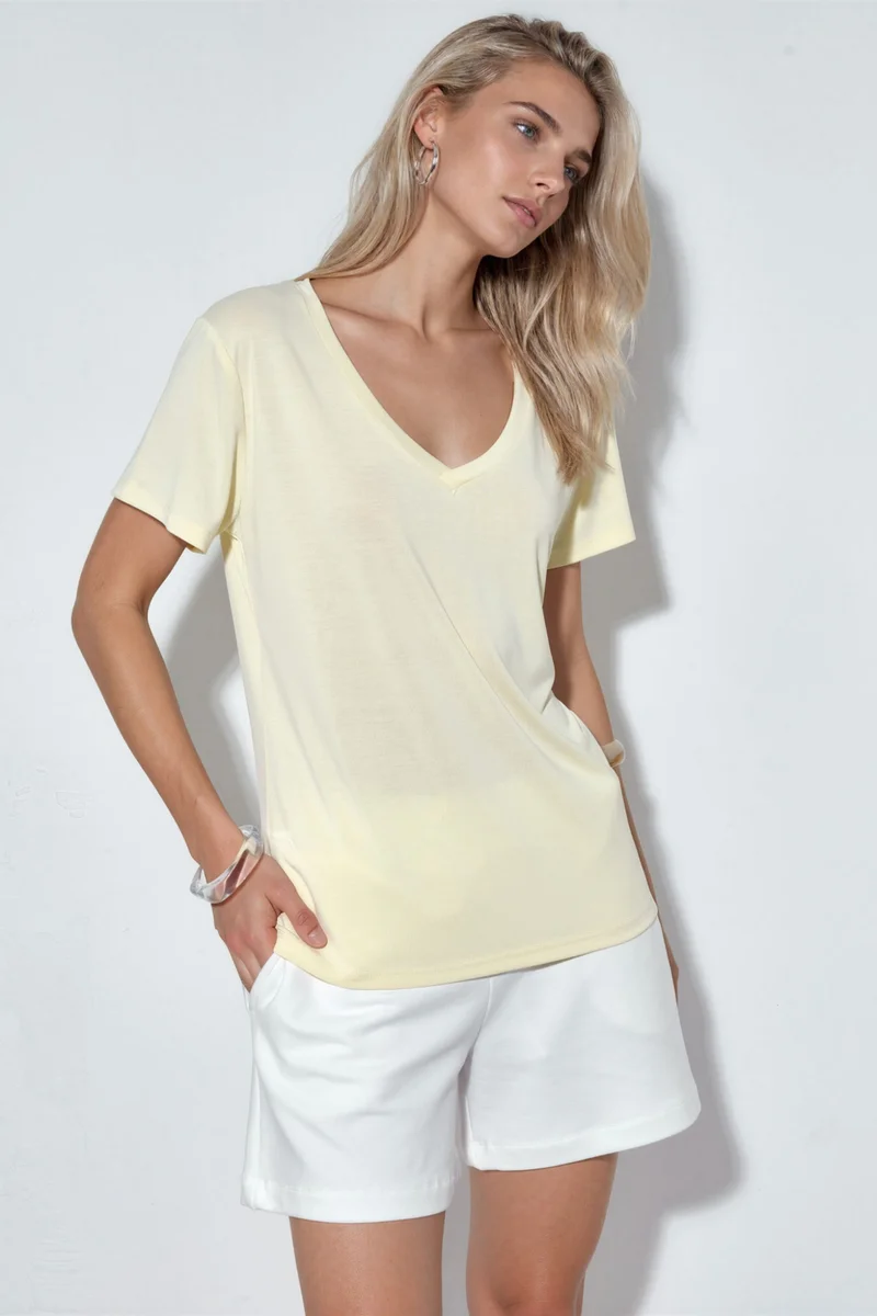 بوسيم BUSEM V-Neck Short Sleeve Modal Blouse
