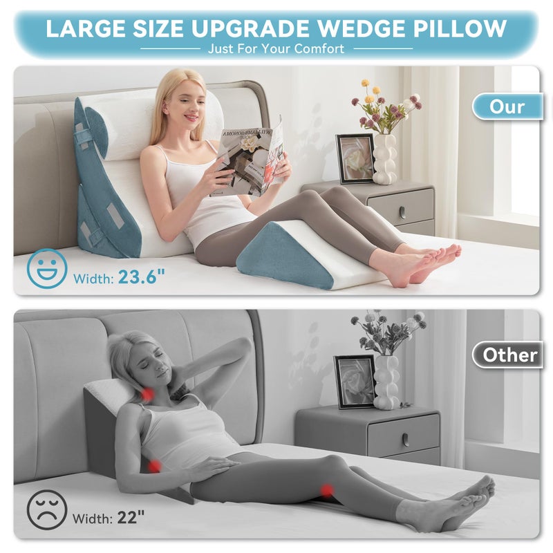 Kingfun 4PCS Orthopedic Bed Wedge Pillow Set for After Surgery, Memory Foam Support Pillow for Back, Neck and Leg Pain Relief, Adjustable Triangle Pillow - Acid Reflux, Anti Snoring & GERD - Image 3