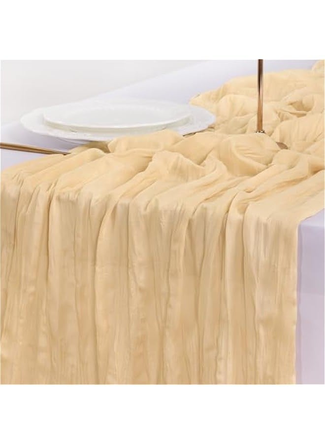 6pcs Gold Champagne  Cheesecloth Table Runner Boho Rustic Gauze 120 inch 10FT Cheese Cloth Runner for Wedding Party Baby Shower Birthday Home Decor - Image 4