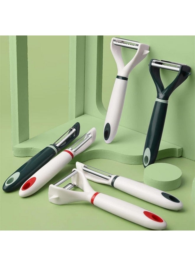 Beauenty Peeler, Fruit and Vegetable Grater Portable Kitchen Gadgets Fruit Peeler 2-piece Set Stainless Steel Double-sided Serrated Shredding Tools for a Variety of Fruits and Vegetables ,green - Image 3
