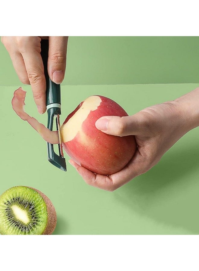Beauenty Peeler, Fruit and Vegetable Grater Portable Kitchen Gadgets Fruit Peeler 2-piece Set Stainless Steel Double-sided Serrated Shredding Tools for a Variety of Fruits and Vegetables ,green - Image 5