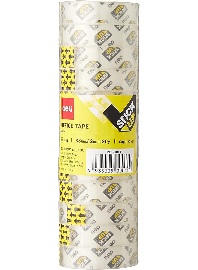 ديلي شريط لاصق للمكتب مكون من 12 بكرة مقاس 12 مم × 18 متر شفاف - Image 1