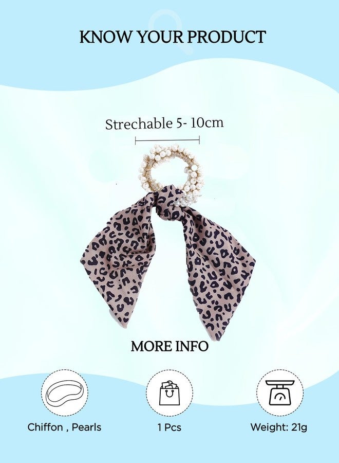 تشيميز أصفر ربطات شعر صفراء من قطعتين من قماش الشيفون الناعم بتصميم 2 في 1، مزينة بفيونكات ومرصعة باللؤلؤ، إكسسوارات شعر للنساء - Image 2