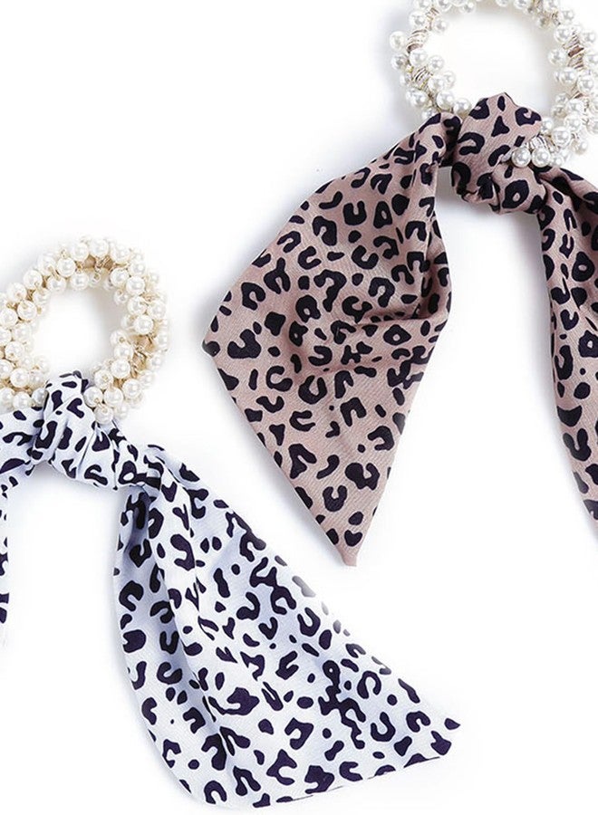 تشيميز أصفر ربطات شعر صفراء من قطعتين من قماش الشيفون الناعم بتصميم 2 في 1، مزينة بفيونكات ومرصعة باللؤلؤ، إكسسوارات شعر للنساء - Image 5