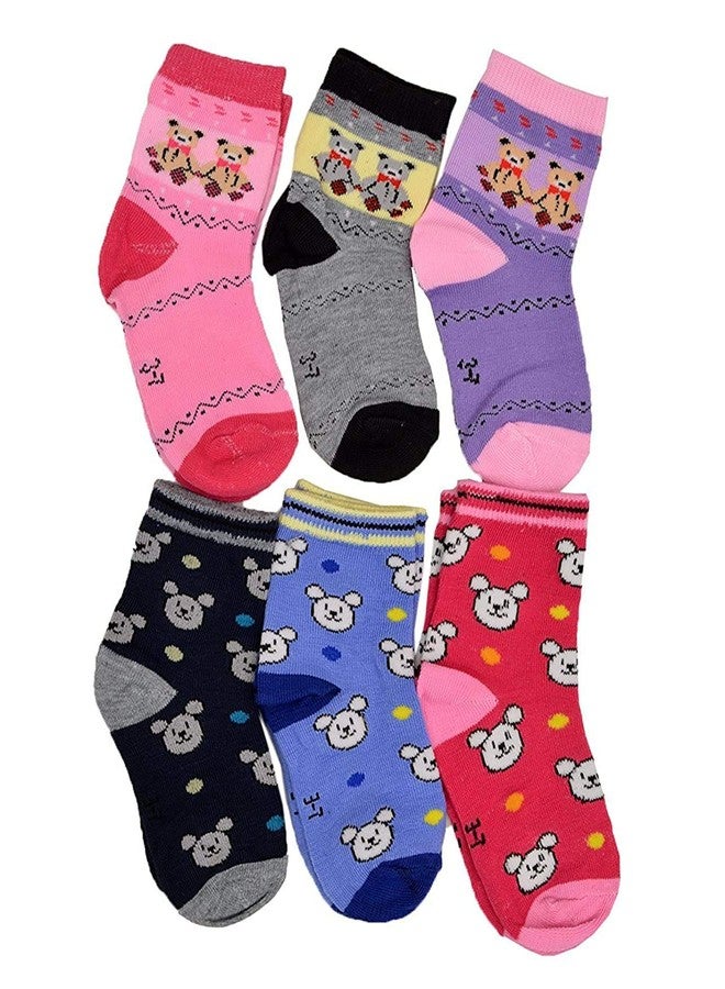 V3E Prime Unisex Cotton Printed Anti-Skid Socks (Multicolour, 5-6Years) -Set of 6 - Image 1