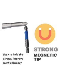 SYOSI Cross Screwdriver, 12Pcs Anti Slip Cross Slot Screwdriver Bit, 1/4 Inch Hex Shank 2 Inch/50 mm Length S2 Steel with Magnetic for Power Screwdriver Drill Impact Driver Tool  - Image 3