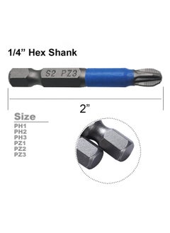 SYOSI Cross Screwdriver, 12Pcs Anti Slip Cross Slot Screwdriver Bit, 1/4 Inch Hex Shank 2 Inch/50 mm Length S2 Steel with Magnetic for Power Screwdriver Drill Impact Driver Tool  - Image 2