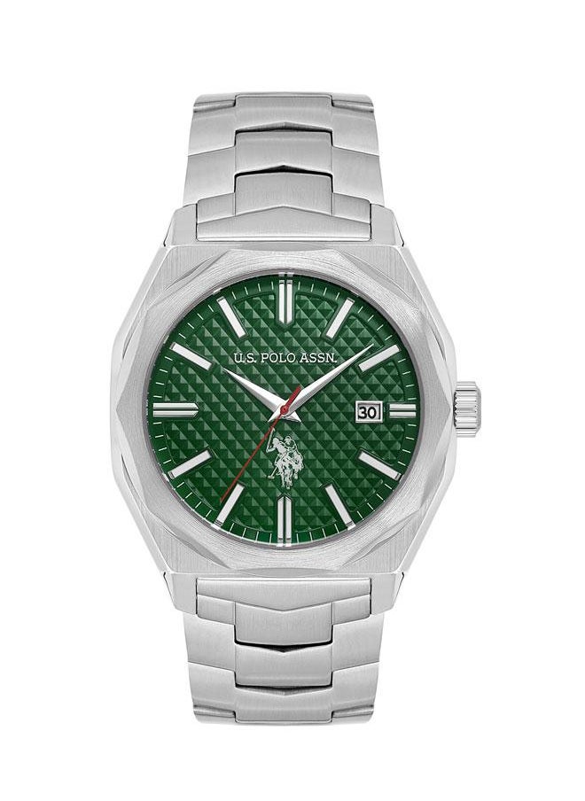 U.S. Polo Assn. U.S. Polo Assn. USPA1059-01 43mm Watch with Forest Green Dial, Silver Accents & Stainless Steel Band - Refined Masculine Style for Gents  - Image 1